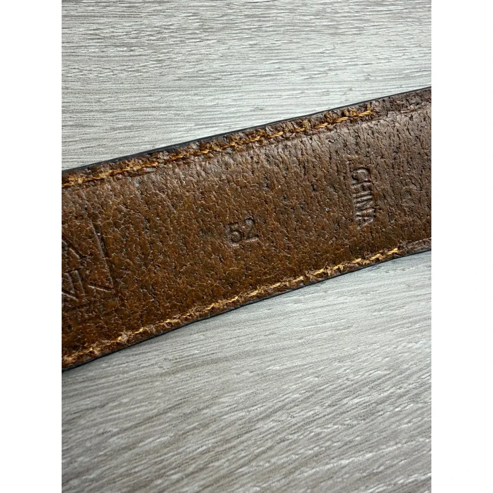 Jos. A. Bank Mens Leather Belt Contrast Stitching Brown 52